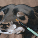 ręcznie malowana torba z psem